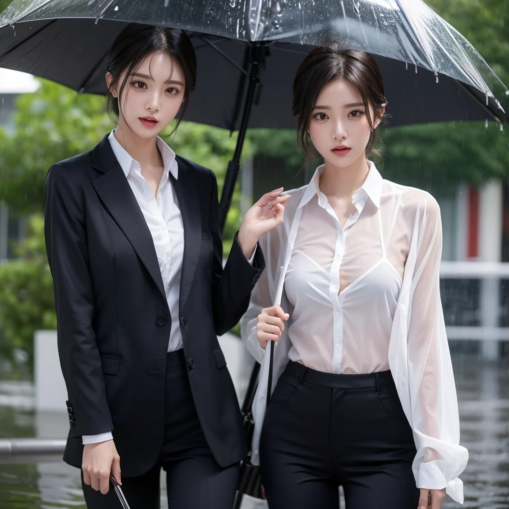 exy pose、Hair getting wet in the rain、Mr.々Hair style、Short Hair、Transparent shirt、Beautiful woman getting wet in the rain、typhoon、Get wet without an umbrella、Beautiful woman in the rain、雨で濡れたBeautyOL、Detailed face、Realistic、beautiful girl、Beauty、Office Lady Uniform、beauty、Beautiful woman、Narrow waist、Handsome woman、Tight pants look、suit、Sexy pose、タイトなsuitパンツ、雨で濡れたsuit、Wet naked shirt、See-through shirt、Shot in heavy rain、Naked shirt、Gaudy colored underwears