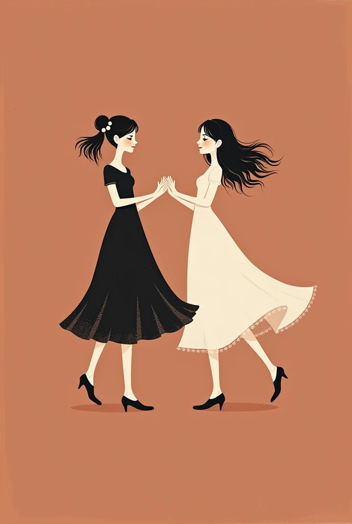 Create an elegant simple invitation. It should have two girls dancing and some singing elemnt. Make it simple and elegant.