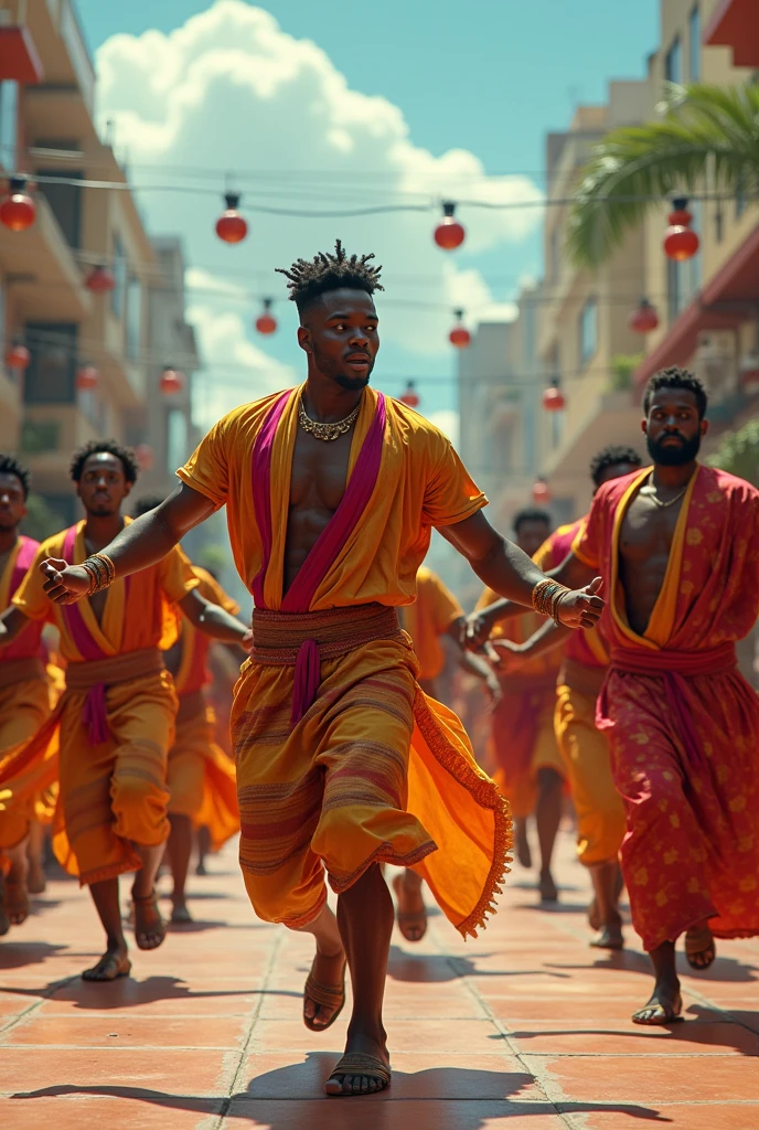 A group of man dancing