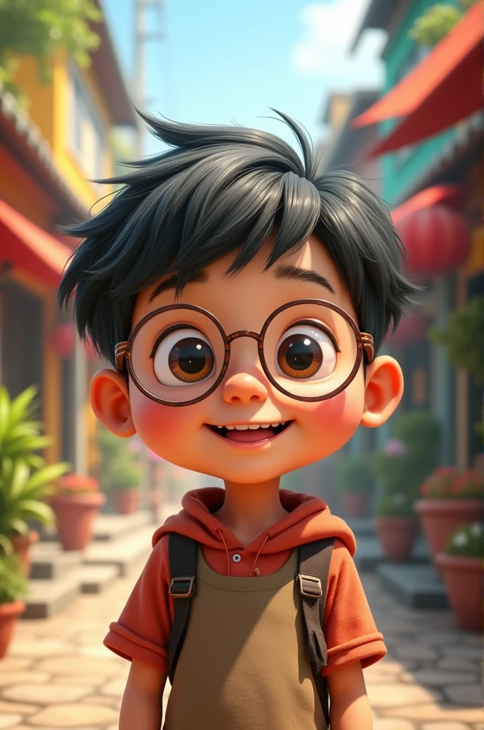 a boy from VietNam name Tran Van Du wear a glass and have a little fatty