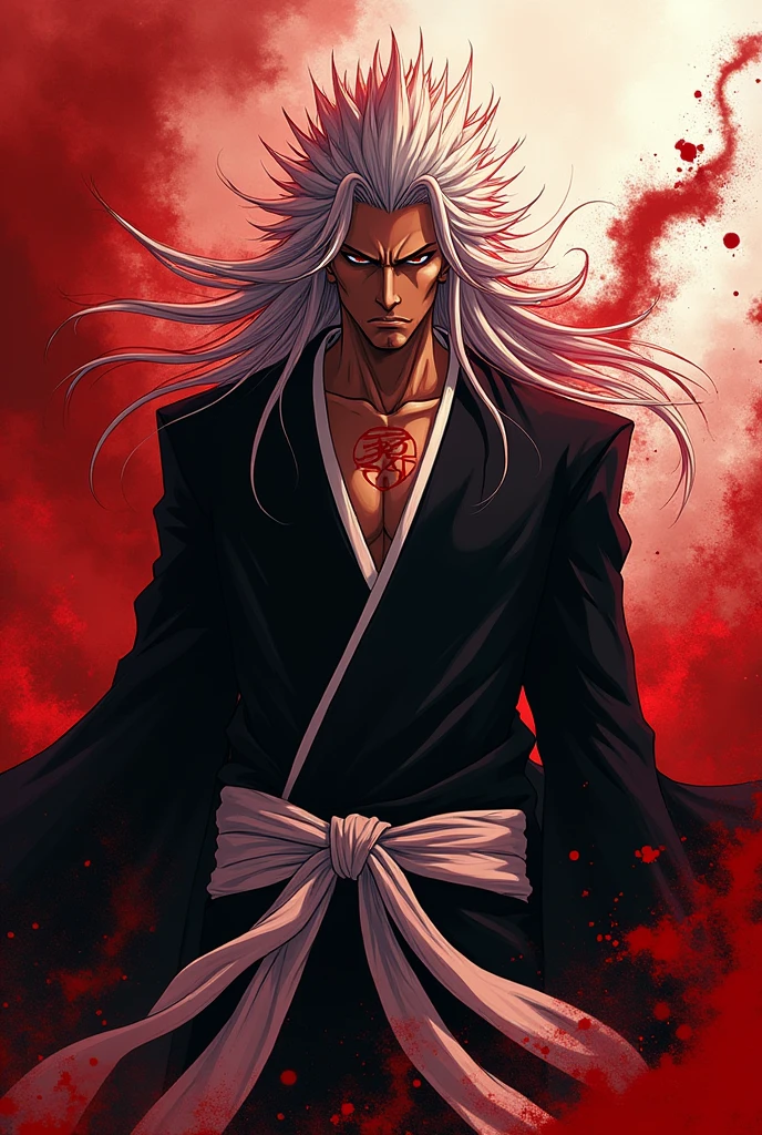 creates a very brutal image of captain kenpachi zaraki from the anime bleach for a cover