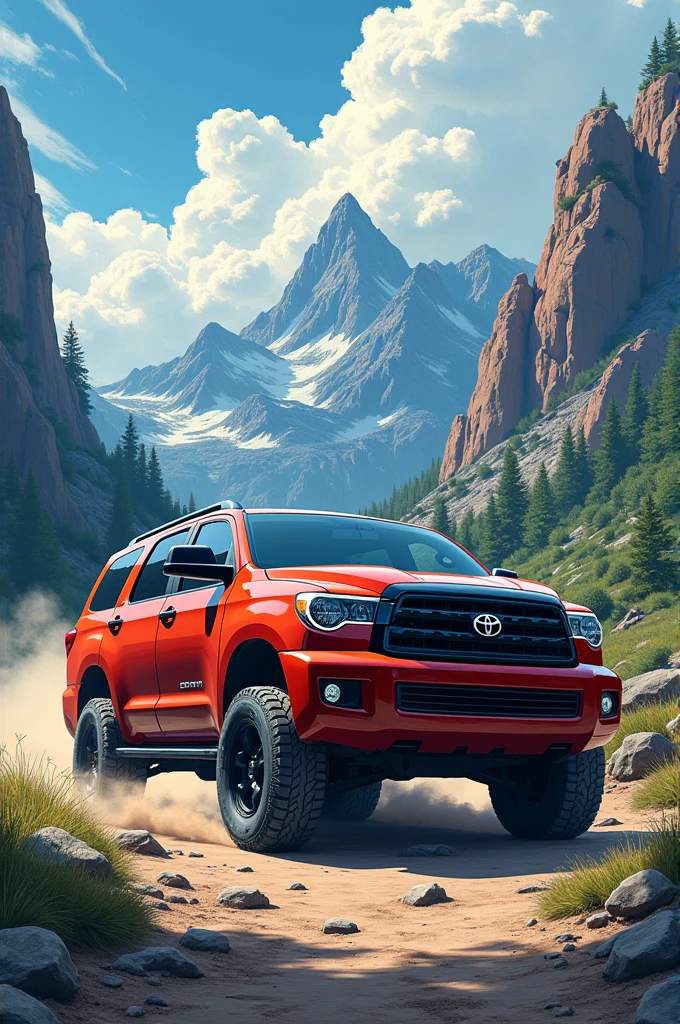 Anime Painting Of Toyota Sequoia