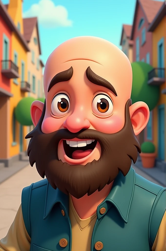 Cartoon of a bald man with a beard