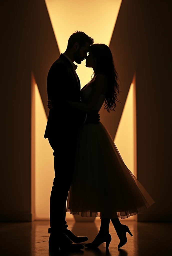 A couple kissing shadow bihind the letter of M
Make a letter M bigger