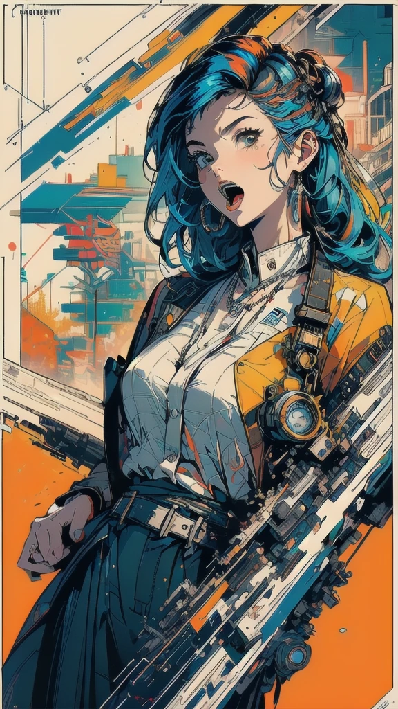 (((masterpiece, highest quality))),(((solo:1.2))),(((1girl:1.2))),32k wallpaper, very detailed, poster, vintage science fiction,(((((geometric cinematic movie poster))))), (bauhaus), shape,(((abstract))),(mid century modern),movie poster,(((((portfolio))))),(((((Close-up))))),(((((bust up))))),((((more various angle)))),(((highlight))),((((heterochromia)))),(((complete. detailed face))),(((Extremely talented))),(((((most complecated machine))))),(((((unlimited mechanic Workaholic))))),(((Absolutely detailed Mighty machines background))),(((Geiger counter))),(((Beautiful vibrant color scheme))),(((((Open your mouth as wide as you can and roar)))))