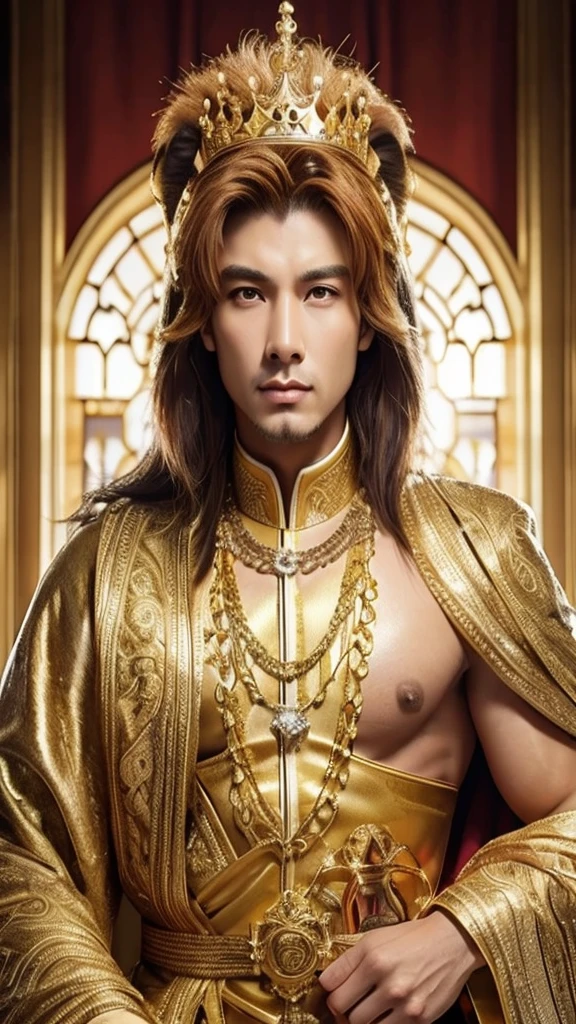 Male lion gold Elegant King strong front