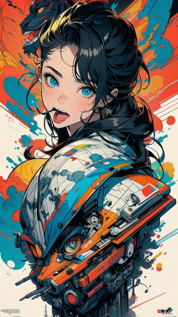 (((masterpiece, highest quality))),(((solo:1.2))),(((1girl:1.2))),32k wallpaper, very detailed, poster, vintage science fiction,(((((geometric cinematic movie poster))))), (bauhaus), shape,(((abstract))),(mid century modern),movie poster,(((((portfolio))))),(((((Close-up))))),(((((bust up))))),((((more various angle)))),(((highlight))),((((heterochromia)))),(((complete. detailed face))),(((Extremely talented))),(((((most complecated machine))))),(((((unlimited mechanic Workaholic))))),(((Absolutely detailed Mighty machines background))),(((Geiger counter))),(((Beautiful vibrant color scheme))),(((((Open your mouth as wide as you can and roar)))))