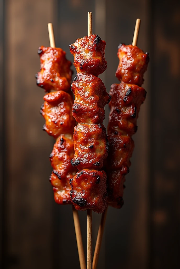 Shashlik logo on a wooden skewer realistic logo add text to logo : Chop kabob