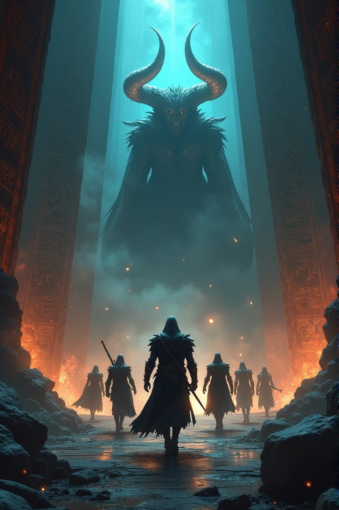 The climactic battle began as Appu with his black armour and his companions infiltrated the fortress. The air was thick with dark energy, and the walls seemed to pulse with malevolence. The fortresss central chamber, where the demon king awaited, was vast and adorned with ancient runes and dark symbols.
