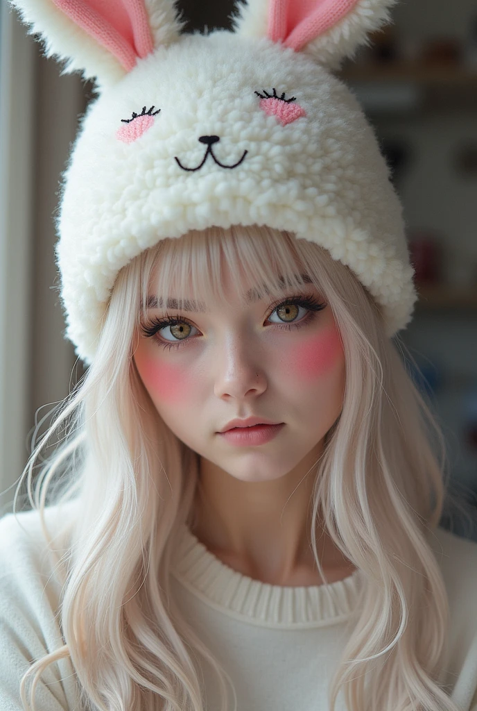 Women with back hair,flustered heart eyes face - white,w/ bunny beanie in white,3.0 woman sweater,pjs emo grunge vamp y2k star,anime styles,do honey pie trend