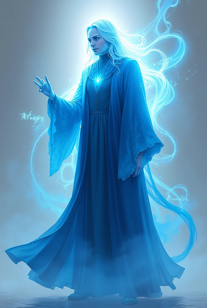 The patronous of professor snape in all light blue colour, probably a dual colour art and a word "Always" written