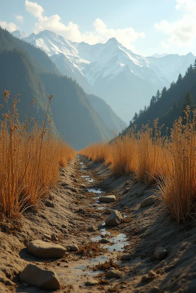 Bhutanese dry agriculture feild in a bad condition for crops