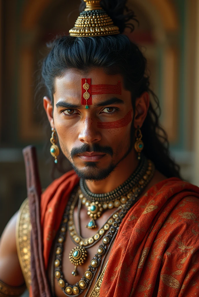 ((best quality)), ((masterpiece)), (detailed), Beautiful indian man , , ancient times , shingar , fai skin