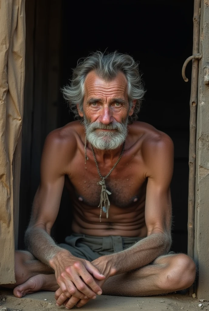 A very dirty man who has not bathed for sixty-seven years lives in a hut.