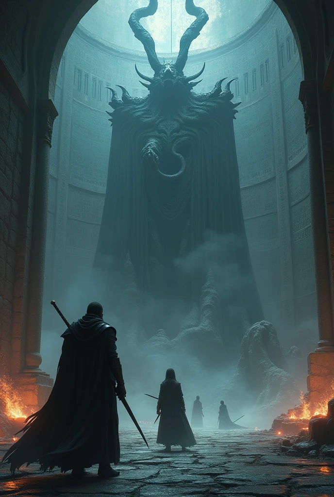 The climactic battle began as Appu with his black armour and his black sword companion zara a girl mage with a wand infiltrated the fortress. The air was thick with dark energy, and the walls seemed to pulse with malevolence. The fortresss central chamber, where the demon king awaited, was vast and adorned with ancient runes and dark symbols.
