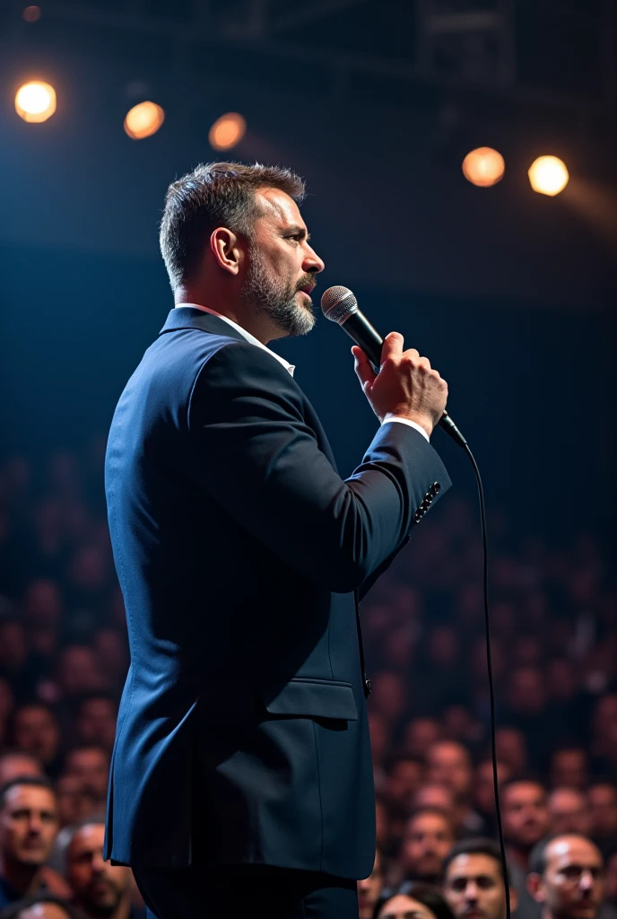 A man grabbing the mic in the stage
