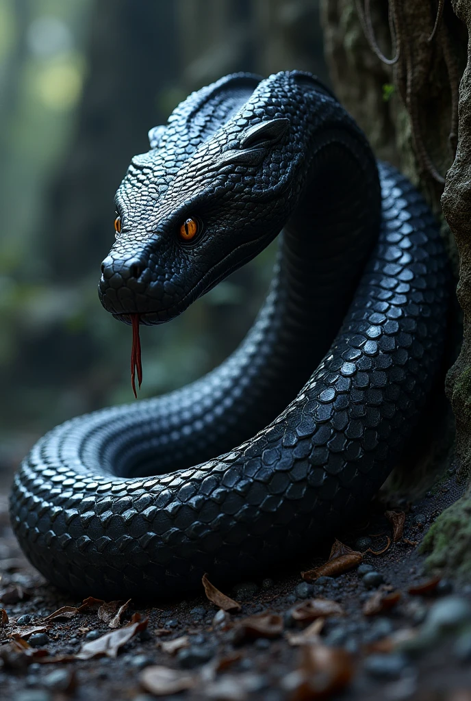 Black muscular snake