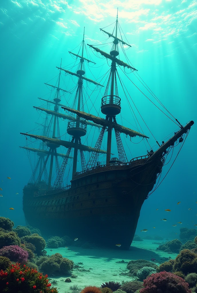 A shipwreck in the sea