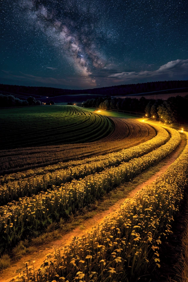 　summer　Night Sky　The fields spread out