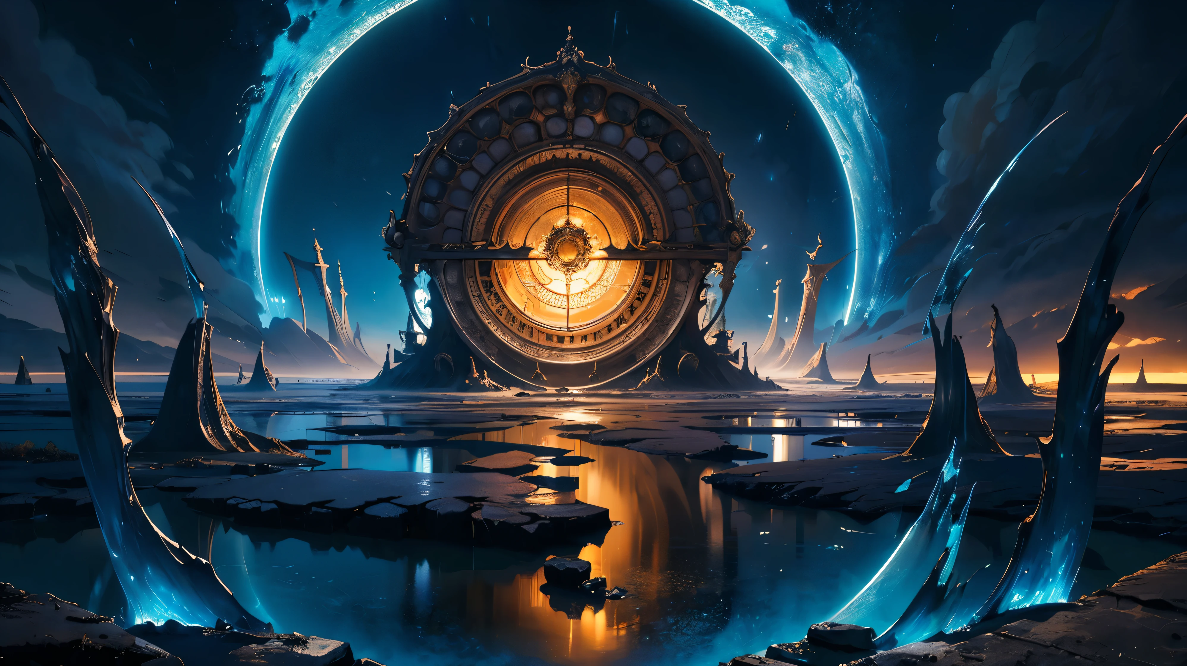 portal, When you pass by, 楽園のような風景portalは枝と根に囲まれています, magical landscape, mysterious, (Highly detailed CG unit 8k wallpaper), Forgotten, A world beyond human understanding, Ancient prophecy, Now unleashed, Decorative panel, Abstract art,
(masterpiece, Highest quality, High resolution:1.4), detailed, Complex details, 8k, Splashes of color, fibonacci,
