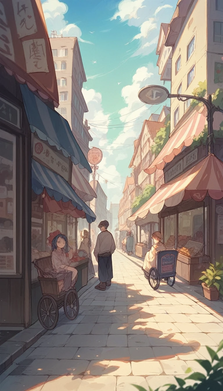 A wheelchair user on the sidewalk of a street market needs to cross the sidewalk towards the access ramp.