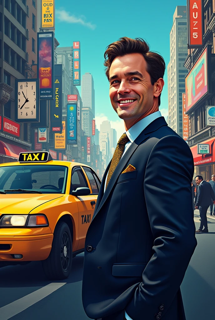 Advertisement for a mobile radio taxi company called "landline" And it provides 24-hour transportation services 
