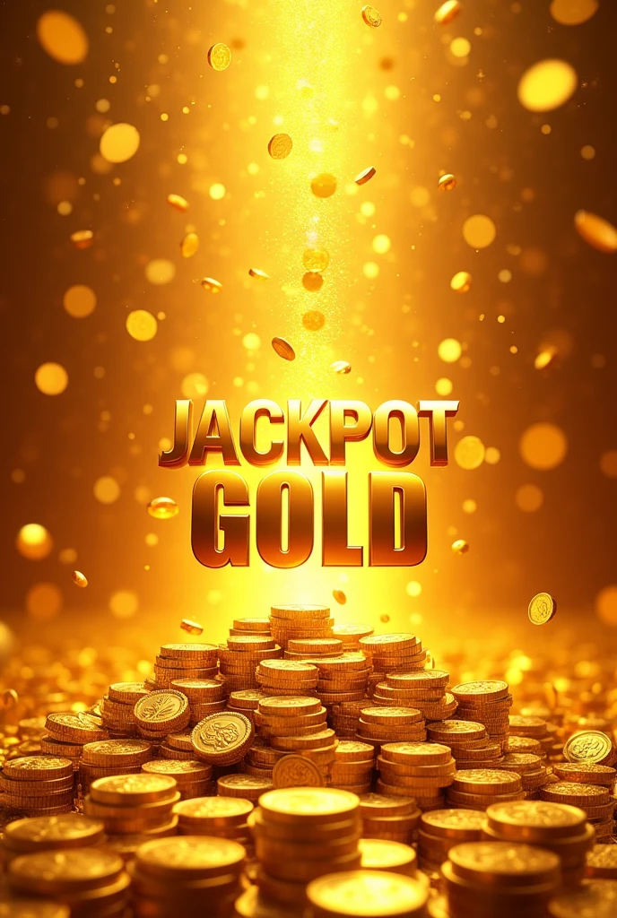 Create one poster with a lot of gold coin falling down, with orange background colour, and product name inside the poster : "Jackpot Gold Estimated Jackpot 1 amount RM 8 ,522 ,000".