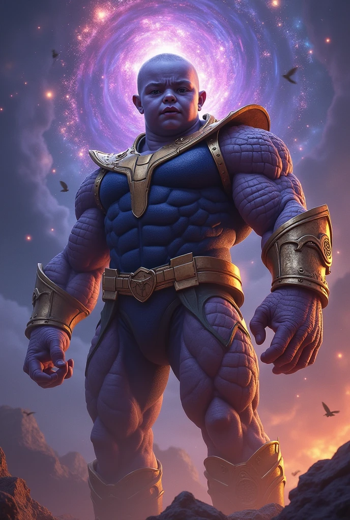 Thanos heat is very big and body is 2 years baby boy 