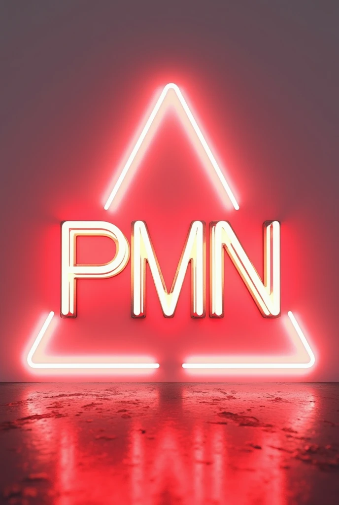 Red neon PMN sign white triangle 