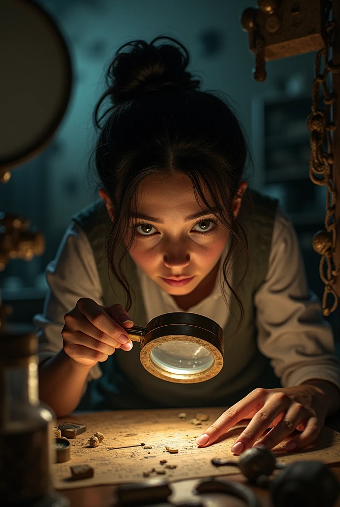 woman searching with a magnifying glass