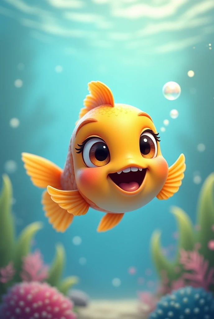 Cute little fish with eyes and mouth
