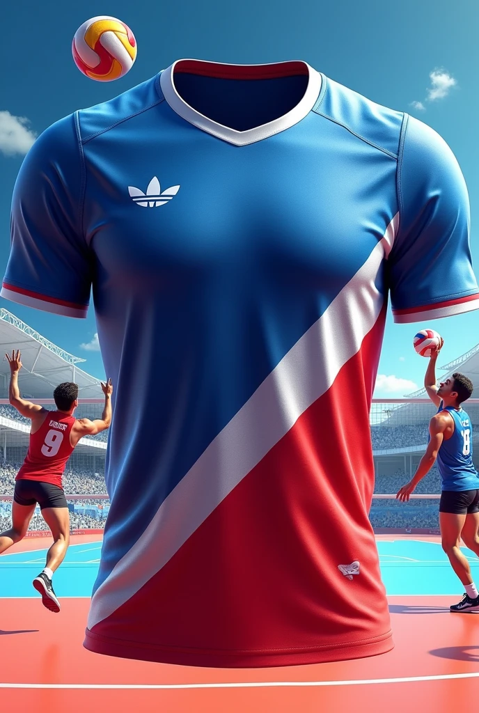 Blue, Red and White Jersey design for Volleyball Men