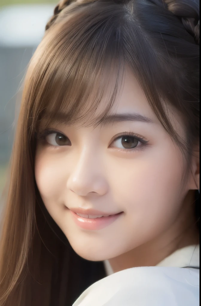 best quality, face focus, soft light, ultra high res, (photorealistic:1.4), RAW photo,(Shinozaki Ai), white skin, kawaii, 1 Japanese girl, solo, cute, (smile), (pupil, lights in the eyes), detailed beautiful face, Medium-sized breasts,(high resolution detail of human skin texture),(long hair),(portrait), upper body, white traditional kimono