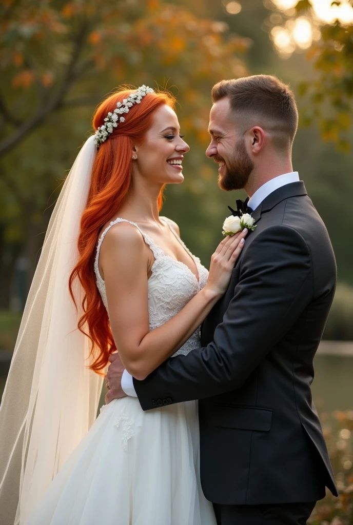 Marriage proposal for a young lady with orange hair