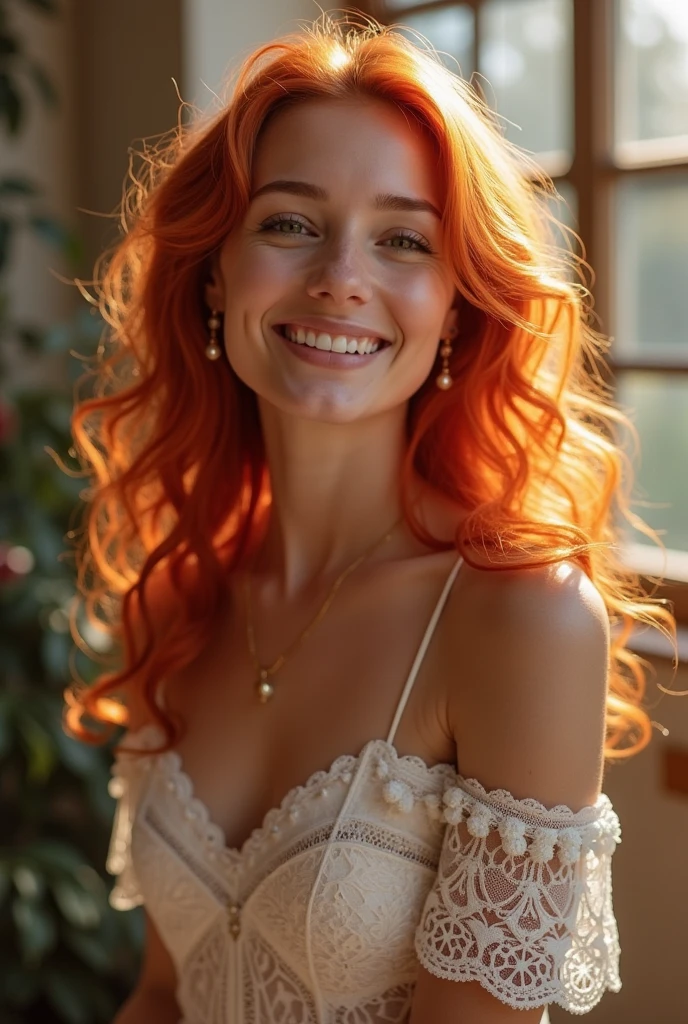 A woman of extraordinary beauty, her skin shone like diamonds, her eyes the color of honey, her body beautiful as the moon, her lips the sweetest of sweets and delicate as silk, her hair like loose noodles the color of blood, and her face with the most beautiful features ever seen, and her smile warm like the heat of the sun. That was her.