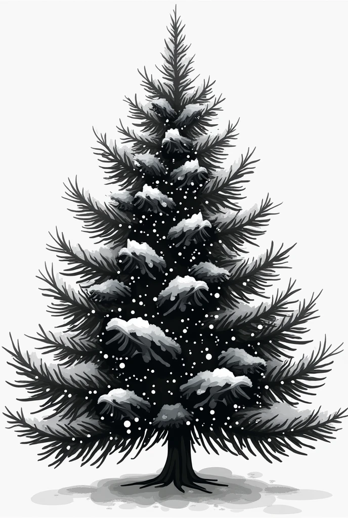 black and white christmas tree vector
