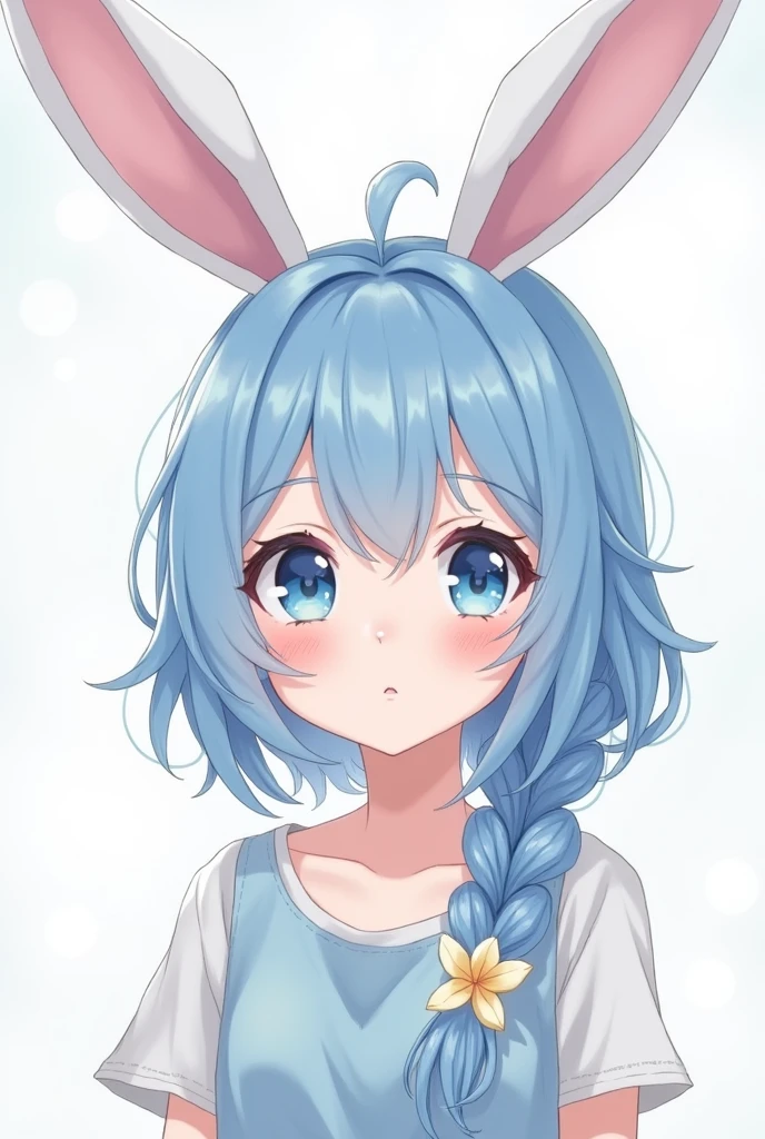 Anime girl  9-13 ue hair blue eyes white skin bunny ears