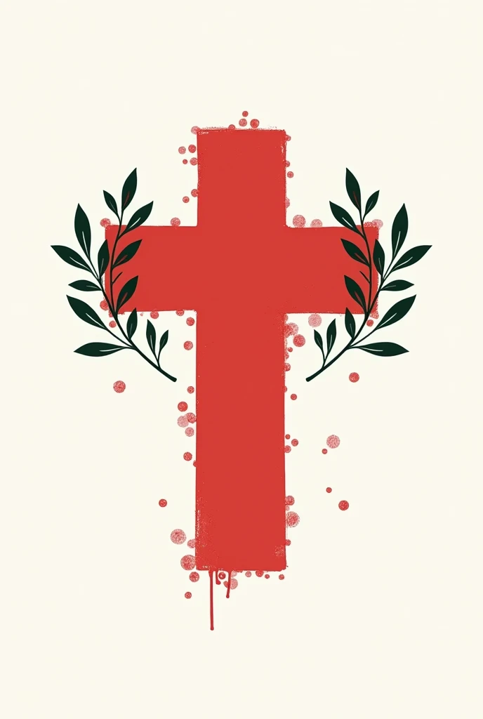 A red cross that is covered by bacteria (bacilli) drawn as its silhouette; All this accompanied by olive branches on the sides