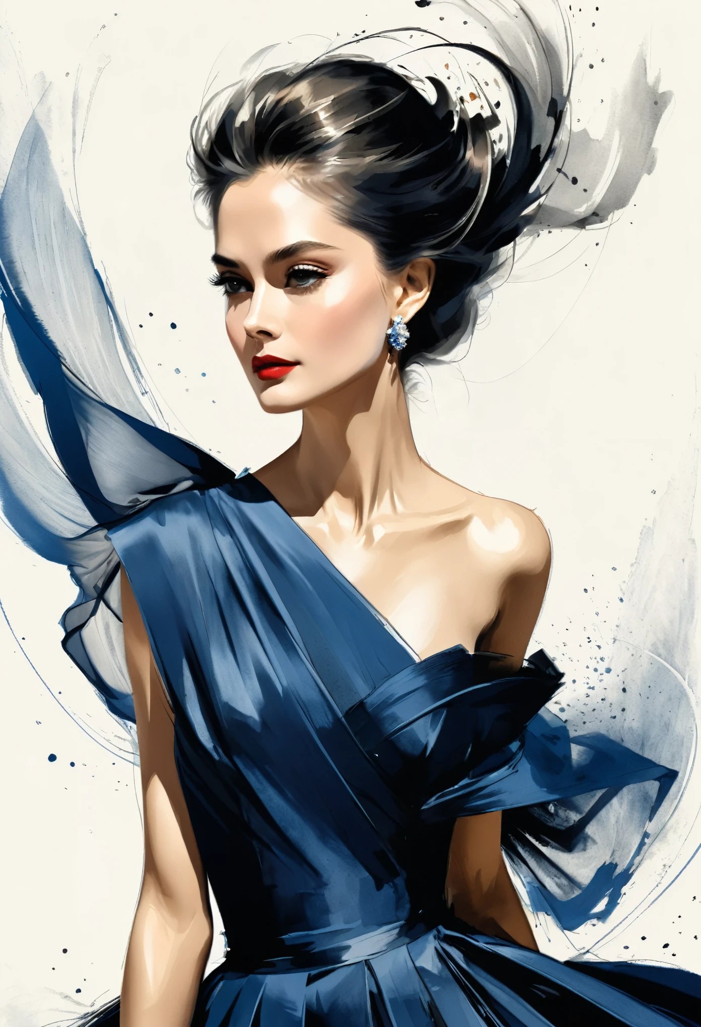 [Hans Hartung style],Carolina Herrera (Carolina Herrera) The style -【a glamorous fashion designer】-,Charlie Bowater 1 Girl's style,Character concept design,Gravure printing_posture