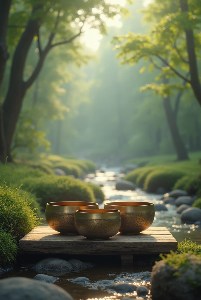 Singing bowls with peaceful environment