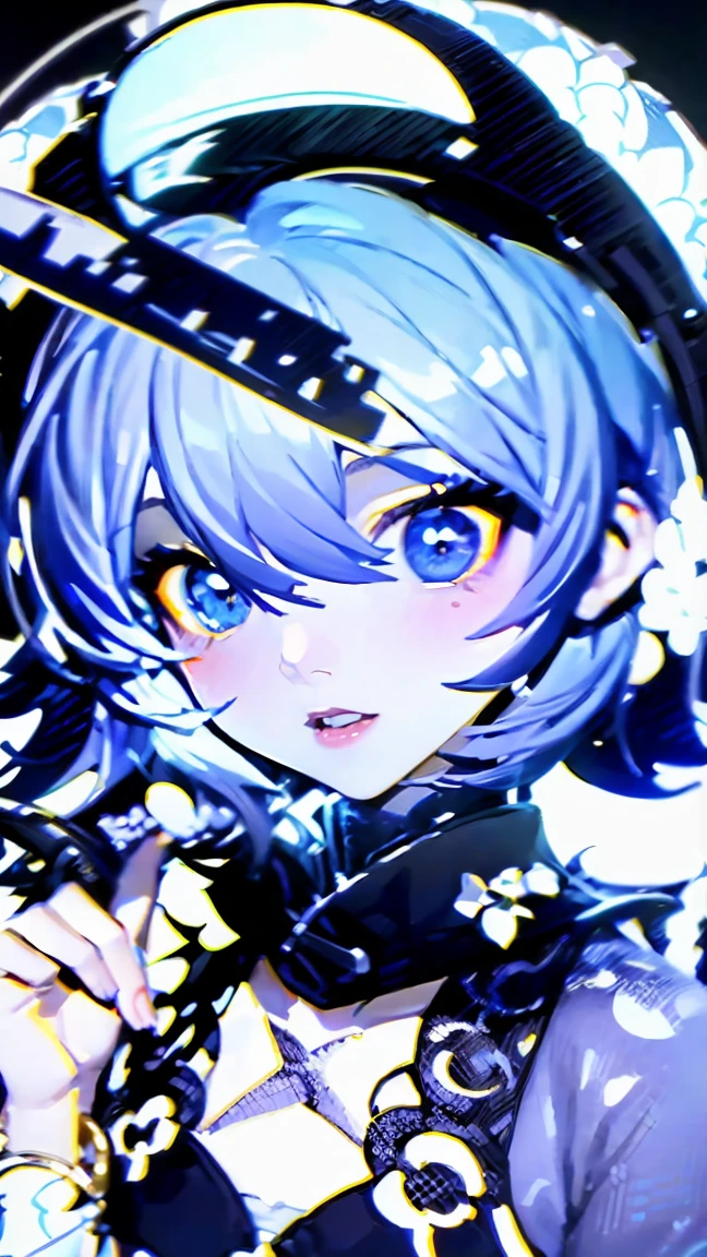 (best quality, ultra high resolution), 1girl, ultra detailed, (((ethereal))), ((creative)), (((high contrast, movie lights))), ((lolish)), (short white hair), (Left eye odd eye: white, Right eye: Black eyes), ecstatic, wear only one white thin cloth, (11 years old), (slim build:1.4), cute face, (Chibi face:1.2)