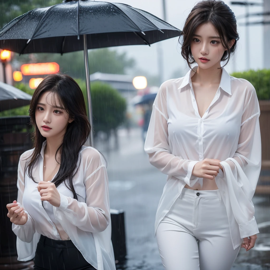 exy pose、Hair getting wet in the rain、Mr.々Hair style、Short Hair、Transparent shirt、Beautiful woman getting wet in the rain、typhoon、Get wet without an umbrella、Beautiful woman in the rain、雨で濡れたBeautyOL、Detailed face、Realistic、beautiful girl、Beauty、Office Lady Uniform、beauty、Beautiful woman、Narrow waist、Handsome woman、Tight pants look、suit、Sexy pose、タイトなsuitパンツ、雨で濡れたsuit、Wet naked shirt、See-through shirt、Shot in heavy rain、Naked shirt、Colorful underwear