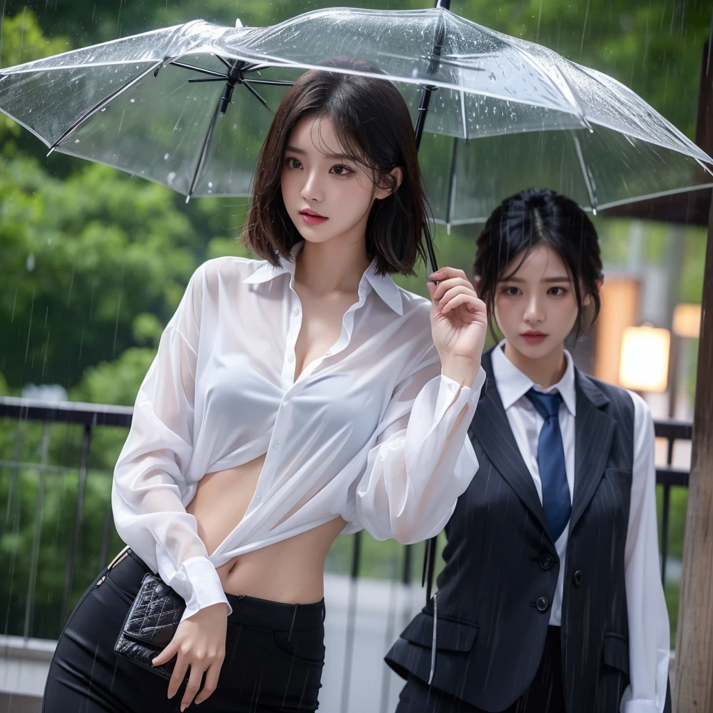 exy pose、Hair getting wet in the rain、Mr.々Hair style、Short Hair、Transparent shirt、Beautiful woman getting wet in the rain、typhoon、Get wet without an umbrella、Beautiful woman in the rain、雨で濡れたBeautyOL、Detailed face、Realistic、beautiful girl、Beauty、Office Lady Uniform、beauty、Beautiful woman、Narrow waist、Handsome woman、Tight pants look、Colorful suit、Sexy pose、Tight suit pants、Suit wet in the rain、Wet shirt、See-through shirt、