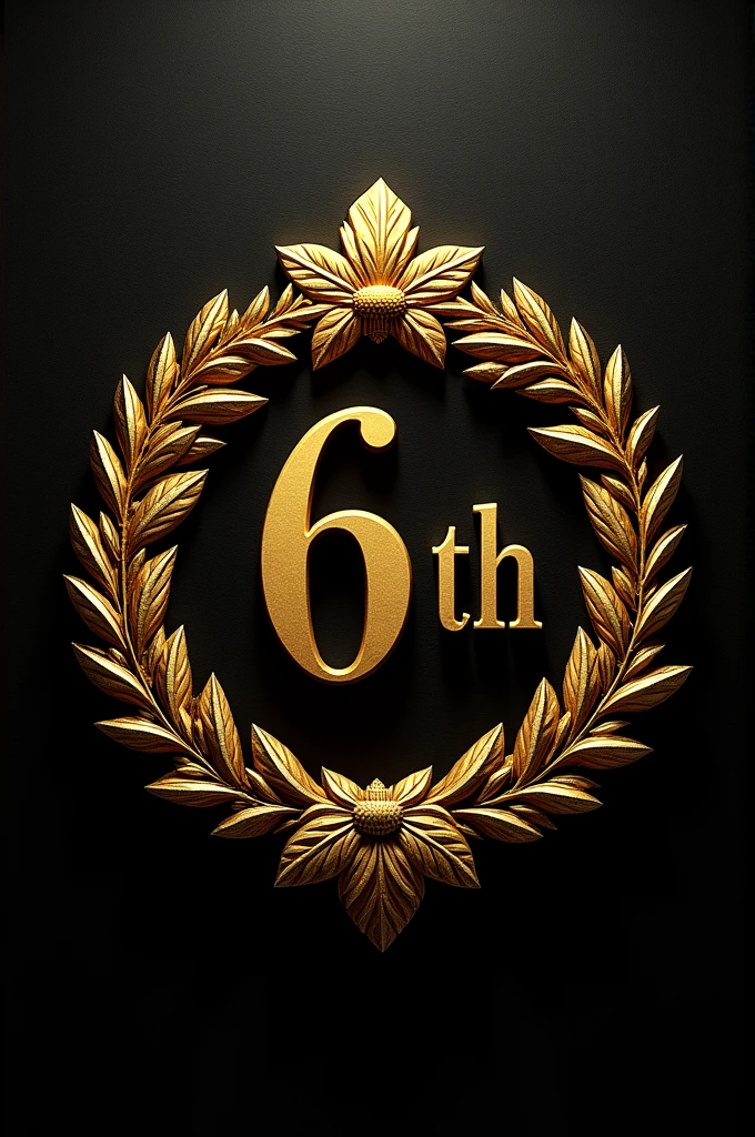 Generate a text with the word: 6th Anniversary, and on the next line: La Casa del Alfarero Cholula. The texts are Gold color with a resplendent golden relief, on a black background.