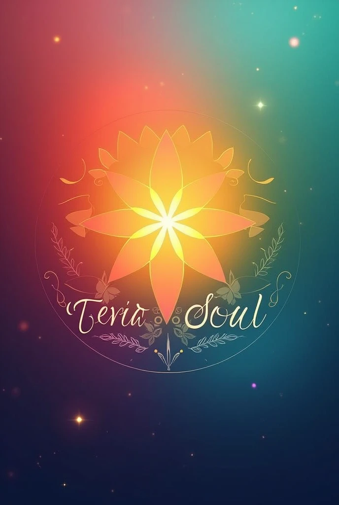 Create a logo with the words Terapiasoul. The logo must have the colors red, cerulean, Unripe, orange and dark purple