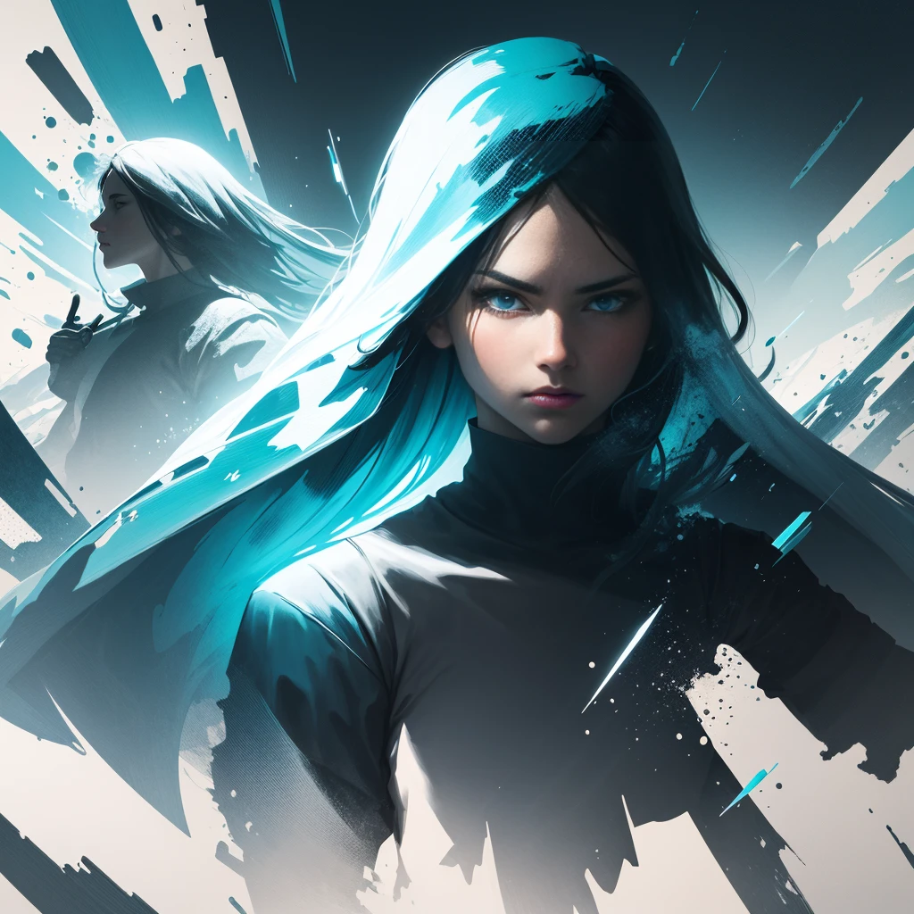 [Character]'s silhouette in an art print with [Character] shape, in the style of epic portraiture, double exposure, isolated [licence] landscape, [cyan] and [blue], dynamic and action-packed, vector, strong use of negative space, isolate on white,