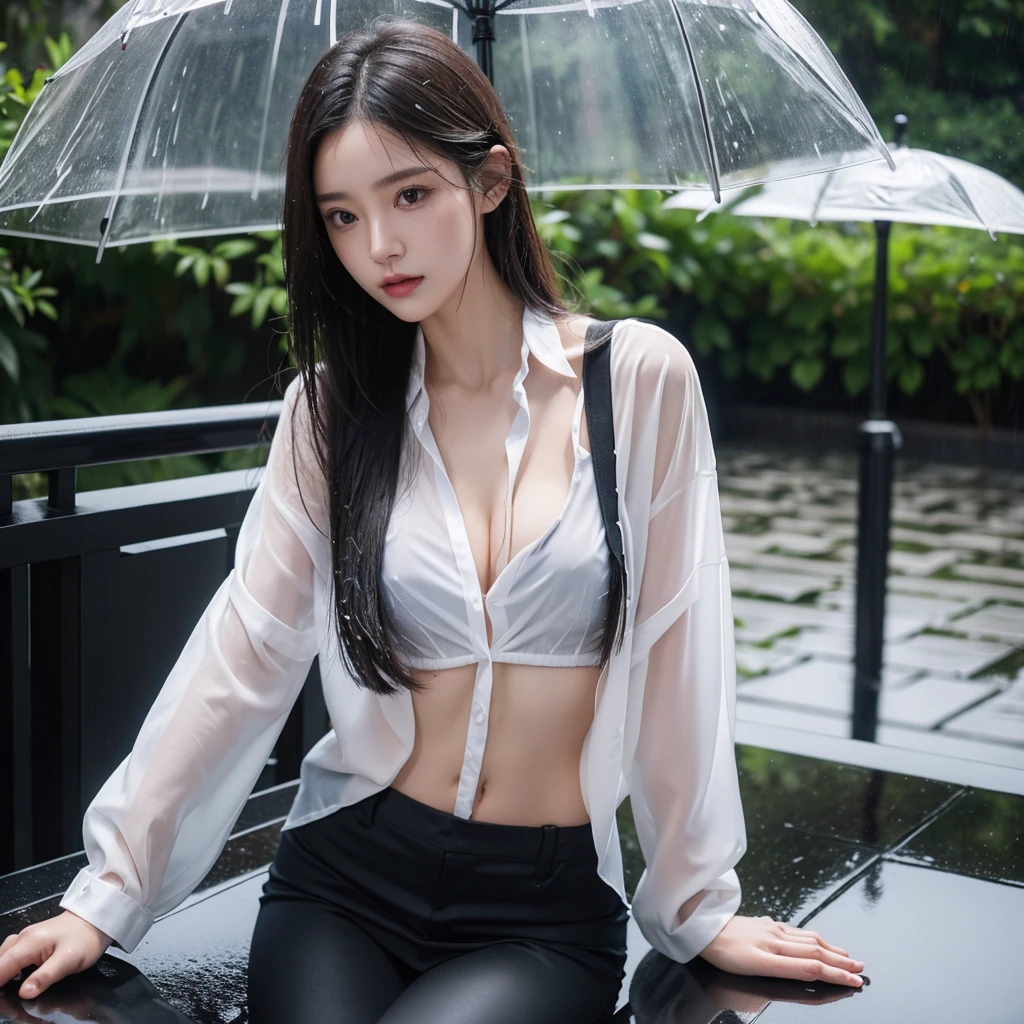 Sexy pose、mini skirt、Leg spread、Hair getting wet in the rain、Transparent shirt、Beautiful woman getting wet in the rain、typhoon、Get wet without an umbrella、Beautiful woman in the rain、雨で濡れたBeautyOL、Detailed face、Realistic、beautiful girl、Beauty、Office Lady Uniform、beauty、Transparent nipples、Beautiful woman、Narrow waist、Handsome woman、Tight pants look、suit、Sexy pose、タイトなsuitパンツ、雨で濡れたsuit、Wet naked shirt、See-through shirt、Shot in heavy rain、Naked shirt