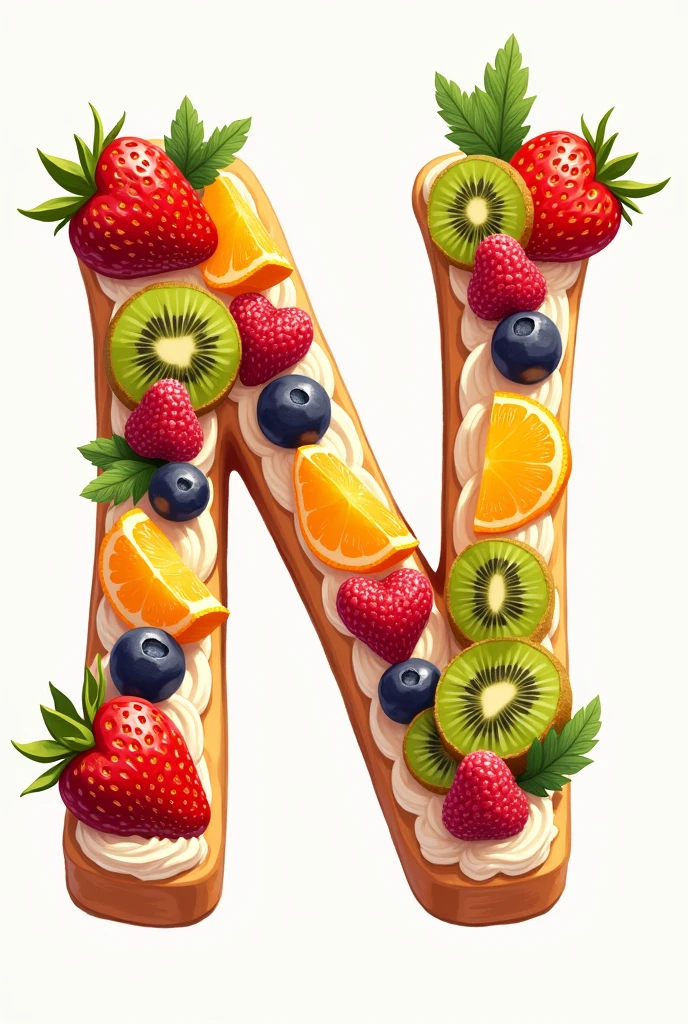 Design a drawing of the letter N with fruit.,Dessert Decoration