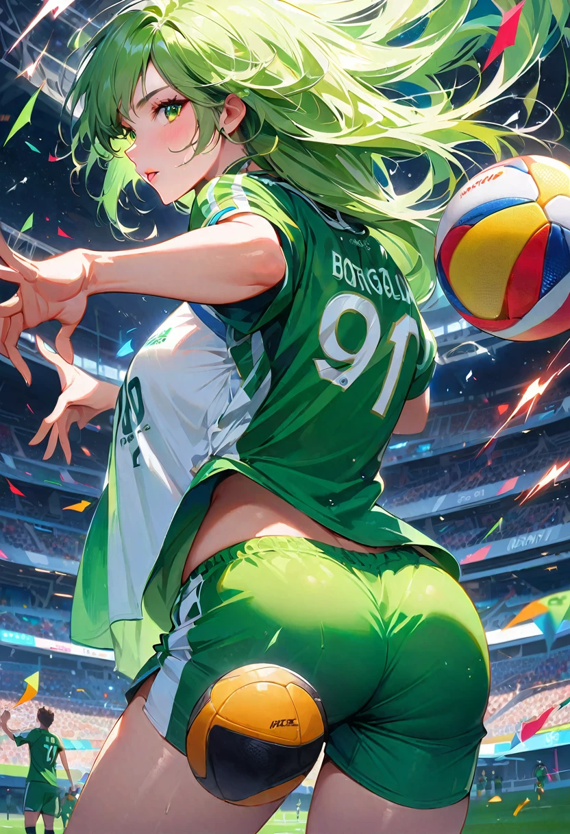 アニメ, mango, captain tsubasa, Soccer, sporting club of portugal, football, soccer ball, football((masterpiece:1.4, best quality))+, (Ultra-detail)+, light green hair , Wolfsschnitt, green eyes, football stadium, football game, viele
babys in grünen weißen football shirt, Green clothing, football elements,Coole pose, different skin color,colorful background,natta ,(lightning effect),(Sparkly Eyes), football, many cute babies, five big stars sparkle, sporting club of portugal