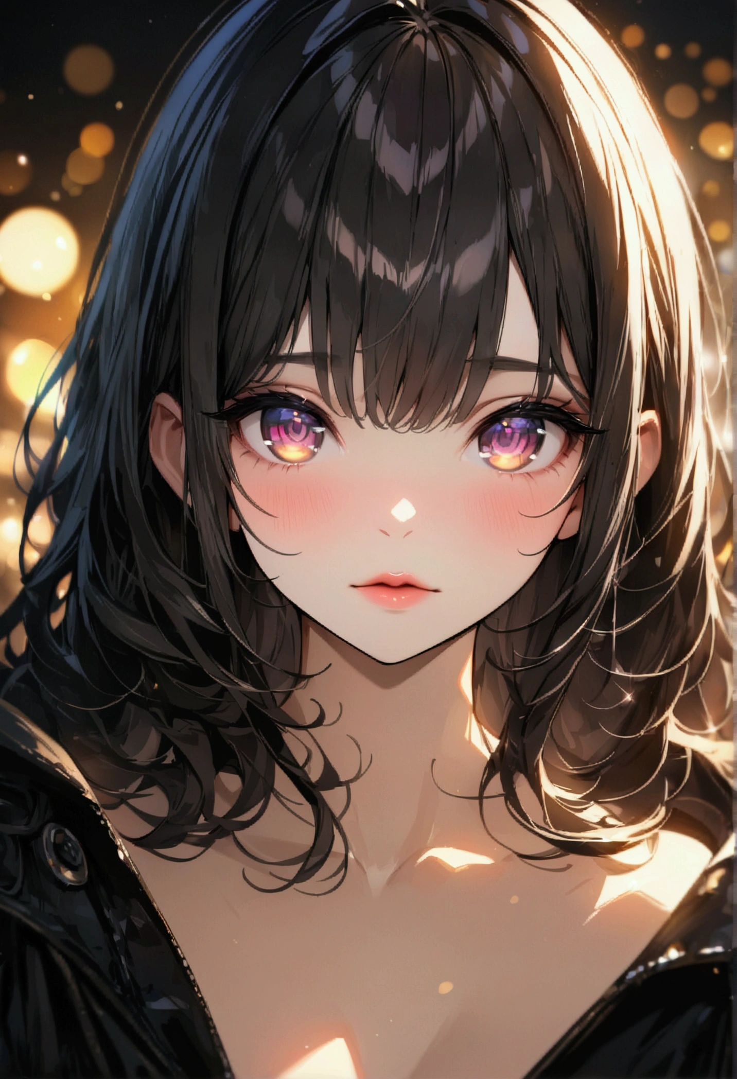 A girl and her brother、Nude Photos、Detailed eyes、Detailed lips、Long eyelashes、Beautifully detailed face、Wavy black hair、standing together facing the camera、(Highest quality、4K、8k、High resolution、masterpiece:1.2)、Super detailed、HDR、uhd、Studio Lighting、Sharp Focus、Extremely detailed、professional、Bright colors、Bokeh、Portrait